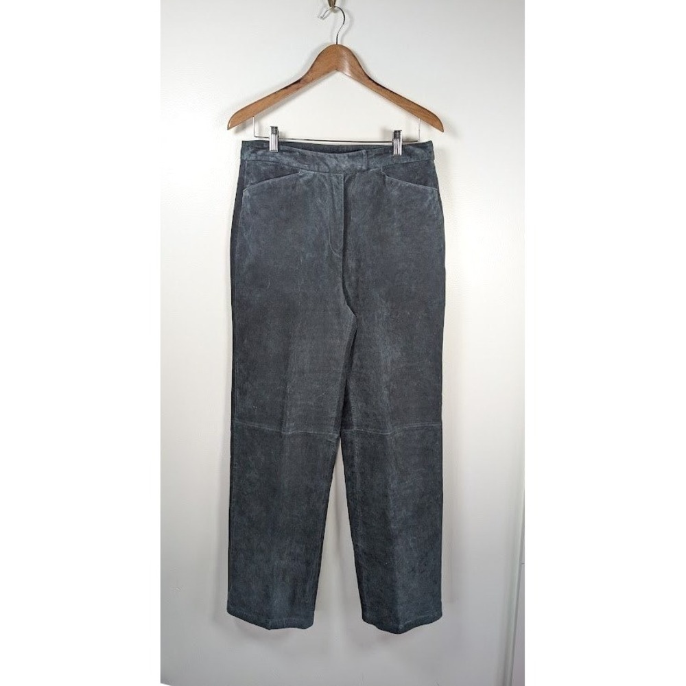 Vintage 90s Sonoma Suede Leather Pants Women's Size 12 High Rise Straight Leg